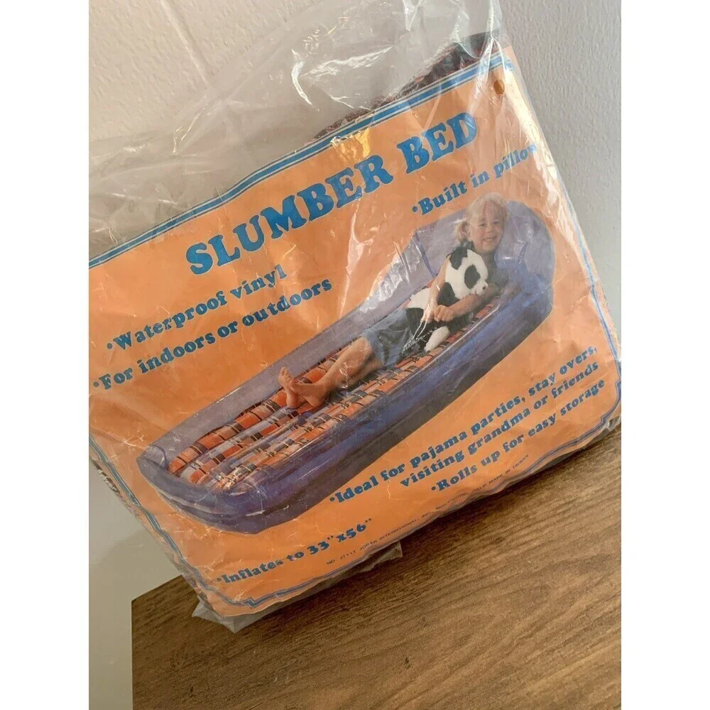 VTG 80s 90s Jobar International Slumber Bed Inflatable Mattress Pillow Pool Viny